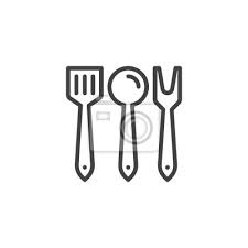 Kitchen Cutlery Line Icon Outline