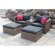 Brown 5 Piece Wicker Outdoor Sectional