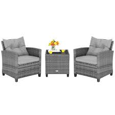 Costway 3 Piece Wicker Patio Rattan