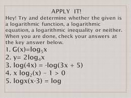 Logarithmic Functions Equations And