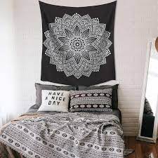 Roommates Tap4107lg Black Mandala Tapestry