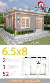 2 Bedrooms Shed Roof House Plans