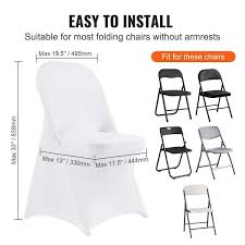 Vevor White Stretch Spandex Chair Covers 12 Pieces Folding Kitchen Chairs Cover Universal Washable Slipcovers Protector