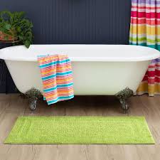 Green Cotton Machine Washable Bath Mat