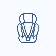 Baby Car Seat Sketch Icon Vector