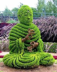 Handmade Buddha Topiary Wire Statue At