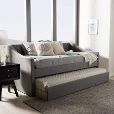 Barnstorm Modern And Contemporary Fabric Upholstered Daybed With Guest Trundle Bed Twin Gray