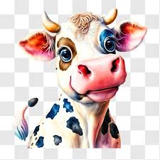 Happy Cow With Blue And White Spots Png