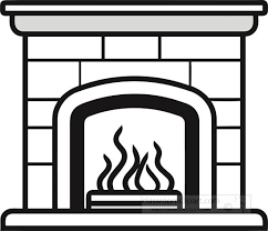Holiday Outline Clipart Fireplace