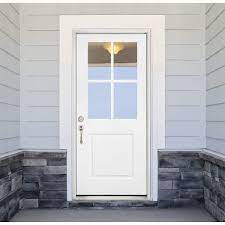 Steves Sons 32 In X 80 In Legacy 4 Lite Half Lite Clear Glass Right Hand Inswing White Primed Fiberglass Prehung Front Door