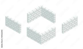Isometric White Brick Wall Corners