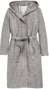 H M Hooded Wool Blend Coat Gray