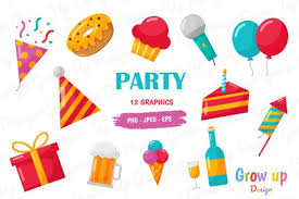 Happy Birthday Party Icons Set Graphic
