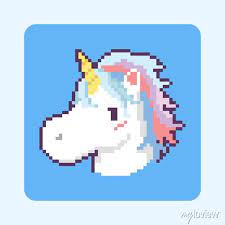 Pixel Art Cartoon Unicorn Head Icon