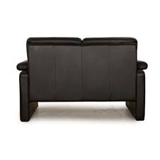 Black Leather Conseta 2 Seater Sofa