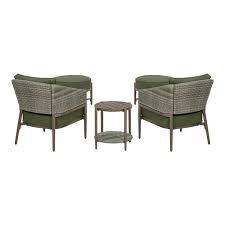 Autumn Chase Stationary 5 Piece Wicker Patio Conversation Set With Cushionguard Olive Green Cushions
