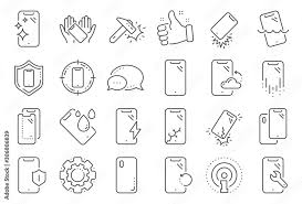 Smartphone Protection Line Icons
