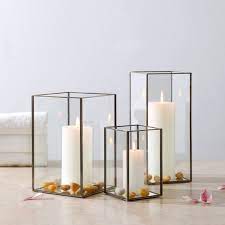 Square Glass Hurricane Candle Holders