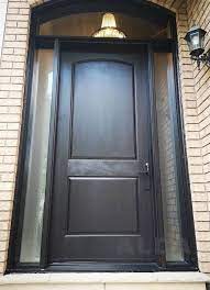 Brown Entry Door With Clear Sidelights
