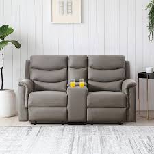 Grey Faux Leather 2 Seater Loveseats
