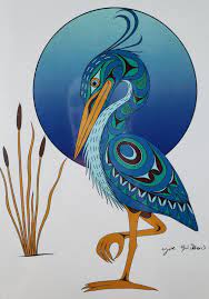 New Sne Ke Blue Heron Art Card By