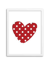 Polka Dot Heart Printable Wall Art Red