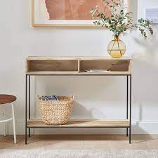 Industrial Storage Collection Cerused White Industrial Storage Skinny Console West Elm