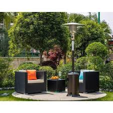 47 000 Btu Brown Stainless Steel Outdoor Patio Propane Heater With Portable Wheels Xz508bz28