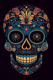 A Colorful Sugar Skull With A Black