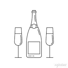 Champagne Wine Bottle Outline Icon With