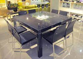 Incavo Square Dining Table Glossy Dark Grey
