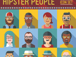 Flat Hipster Icon Vector Designs