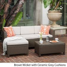 Brown Wicker With Ceramic Grey Cushions