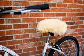Beige Sheepskin Bicycle Seat Cover