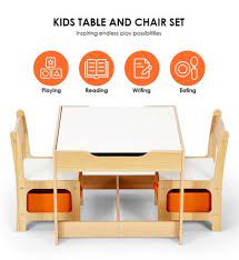 3 Pcs Kids Table And Chair Set For
