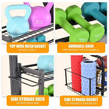 350 Lbs Weight Rack Capacity Sports Storage Rack Organization For Dumbbells Kettlebells Yoga Mat And Balls