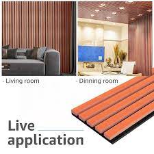 Cherry 0 83 In X 0 65 Ft X 8 Ft Wood Slat Acoustic Panels Mdf Decorative Wall Paneling 4 Piece 21 Sq Ft A31hd004