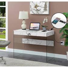 Soho 42 Inch Glass Desk With Charging