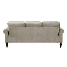 Rolled Arms Chenille Straight Sofa