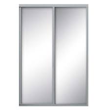 Contractors Wardrobe 84 In X 96 In Concord Satin Clear Aluminum Framed Mirror Sliding Door