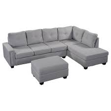 108 In Square Arm 6 Seater Storage Sofa In Light Gray