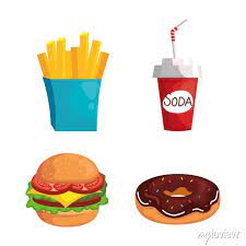 Fast Food Icon Set Design Of Eat