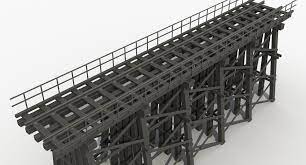 modular wooden railway bridge 2 3d