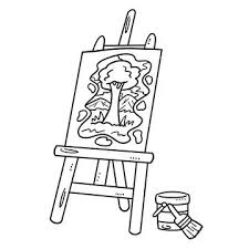 Easel With Painting Isolated Coloring