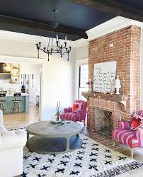 Traditional Red Brick Fireplace Is A