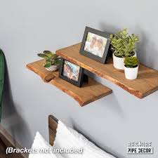 Pipe Decor 24 In Live Edge Wood Shelf Trail Brown 2 Pack Wood Only