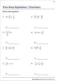 Equations Fractions Worksheets