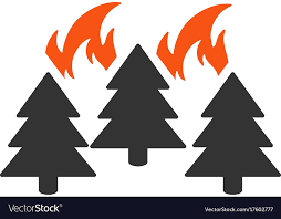 Forest Fire Disaster Flat Icon Royalty