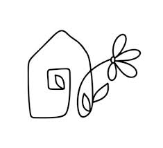 Eco House With Flowers Logo Simple