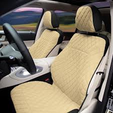 Fh Group Prestige79 47 In X 1 In X 23 In Diamond Stitch Neosupreme Front Car Seat Cover Set Beige